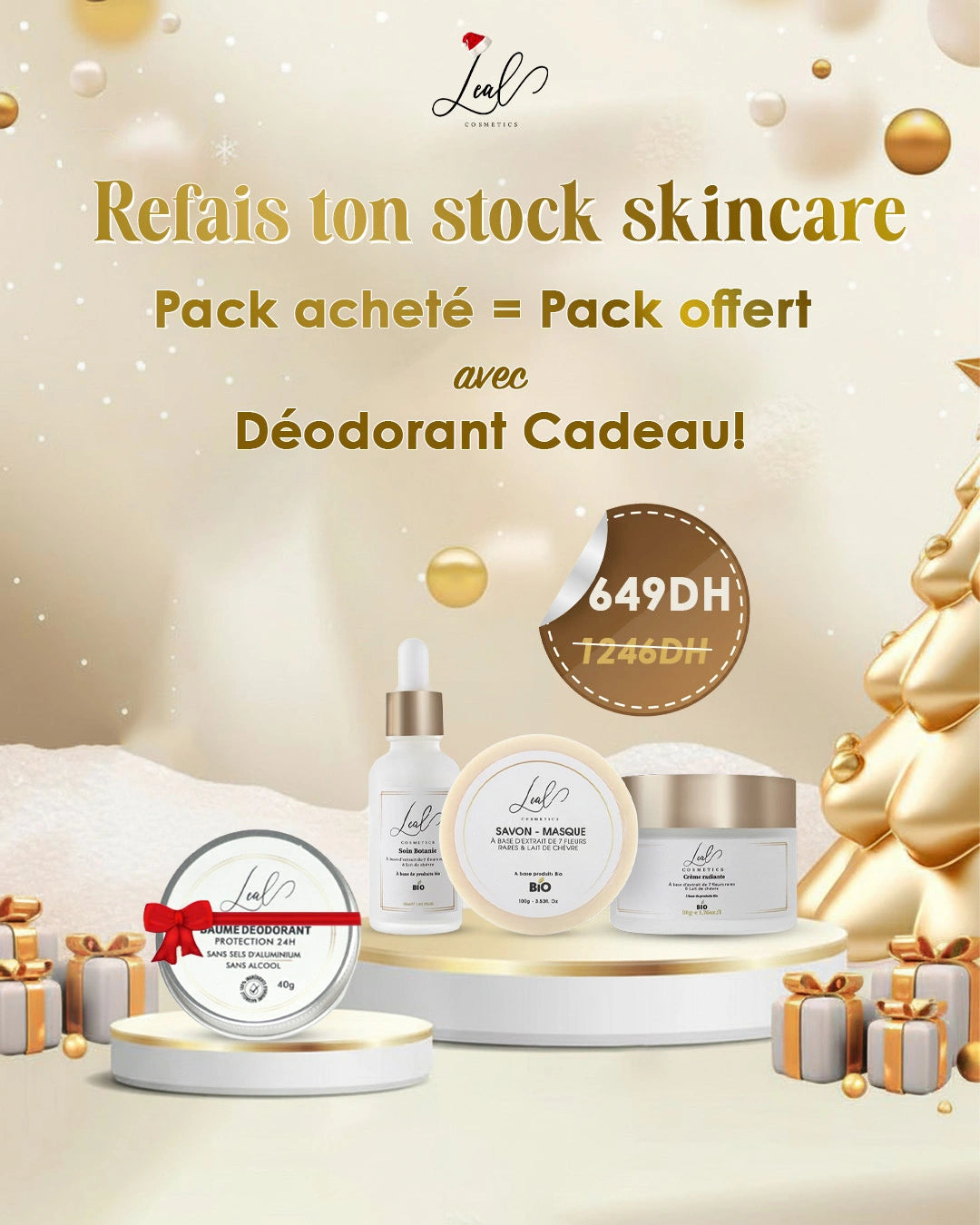 1 Pack acheté = 1 Pack offert + Déo cadeau - Promo Christmas
